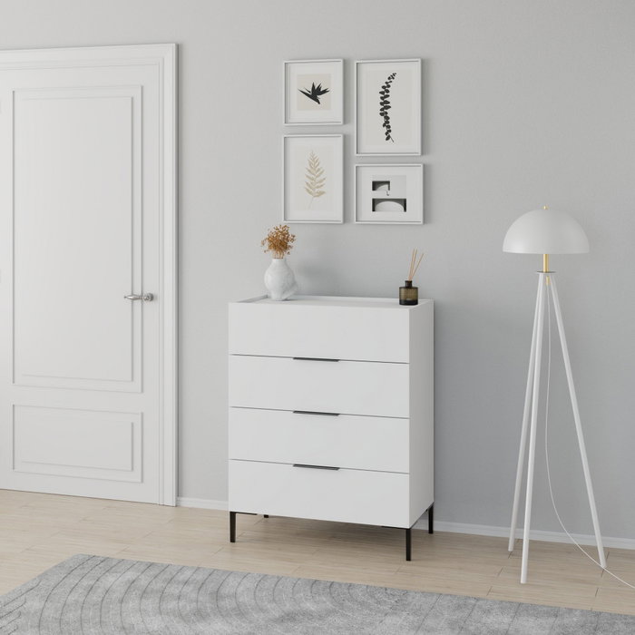 Hanah Home Sfn-1740-Dd-1 Cómoda Blanca de 4 Cajones, 80x104x44 cm